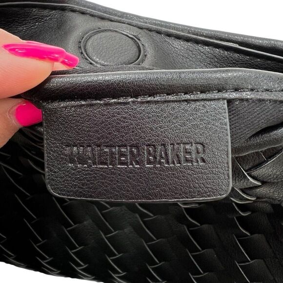 Walter Baker Margaux Woven Black Faux Leather Shoulder Bag Magnetic Closure - Picture 4 of 10